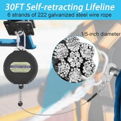 30ft Self Retracting Lifeline, Heavy Duty 30′ Self Retracting Lifeline with S…