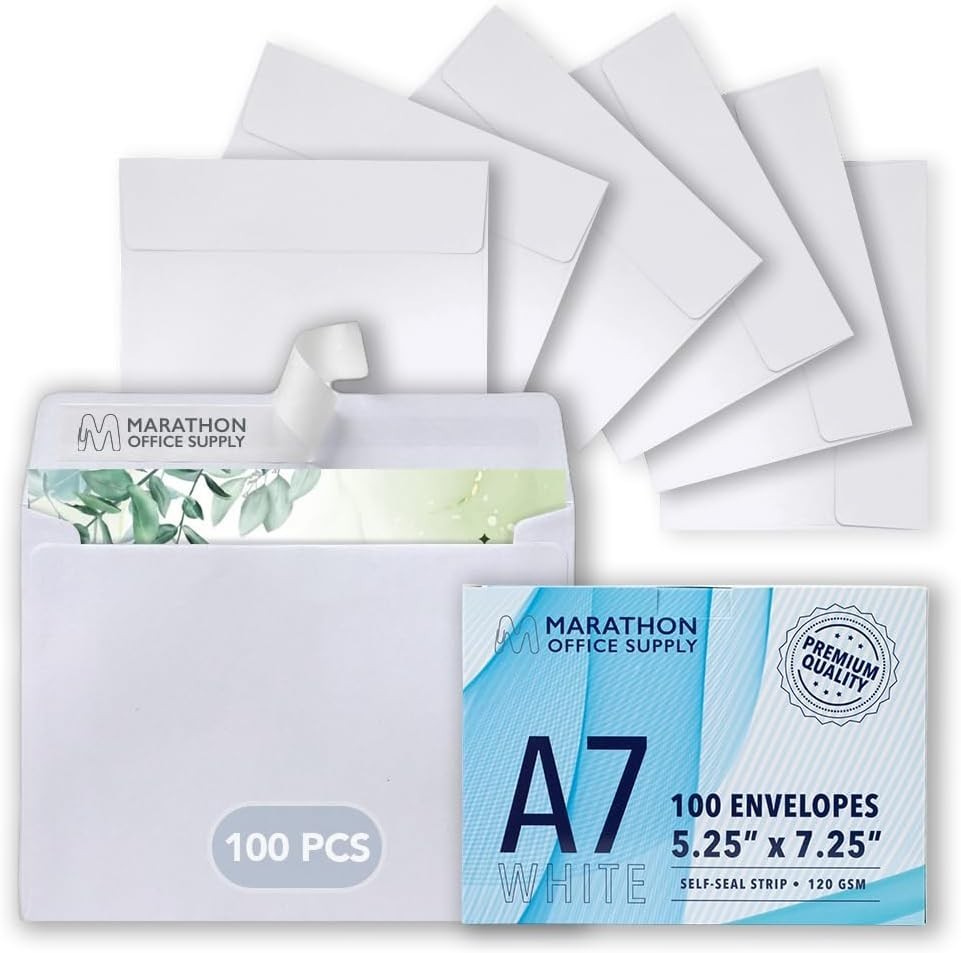 Standard 5.25 x 7.25 Inch A7 Envelopes – 100 Pack with Satisfaction Guarantee