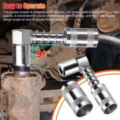 90 Degree Grease Coupler Fitting Tool Quick Connect Grease Gun Adapter Car Truck