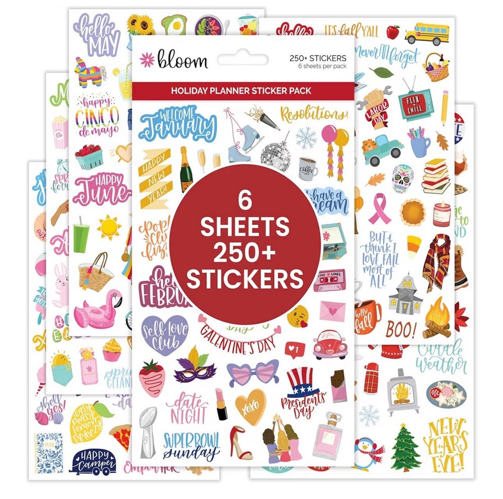 bloom daily planners New Holiday Seasonal Sticker Sheets 6 Sheets 250+