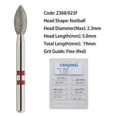 Zirconia Dental Burs Diamond Football Z368/023F Fine Grit Red for High Speed