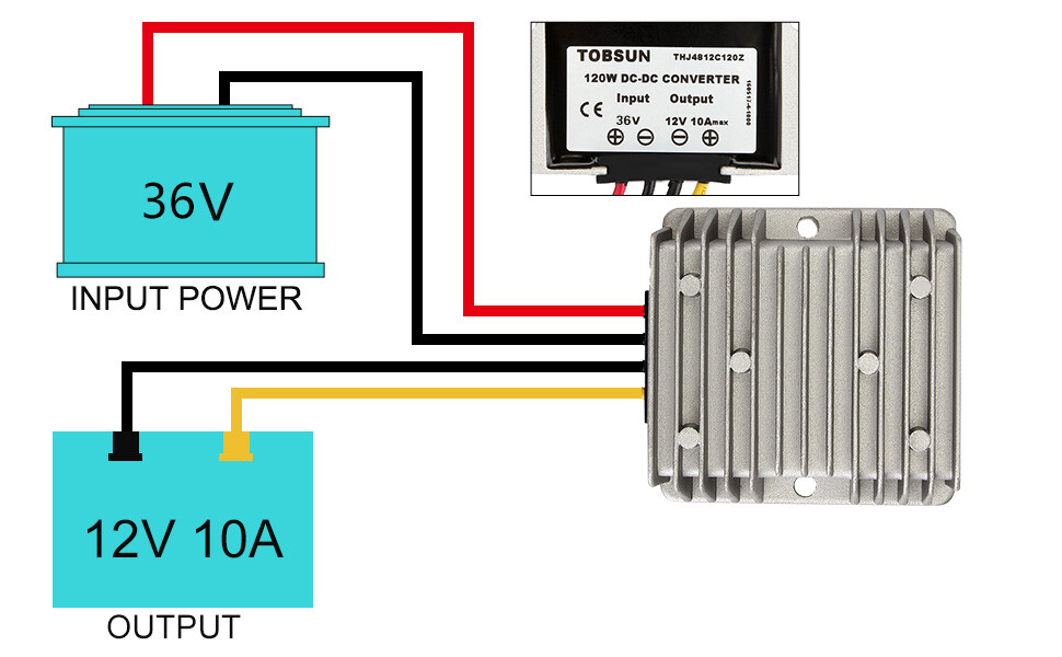 DC 36V To DC 12V 10A 120W Power Converter Regulator Goft Cart Step Down Reducer