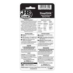 J-B Weld 8267 SteelStik Steel Reinforced Epoxy Putty Stick – 2 oz.