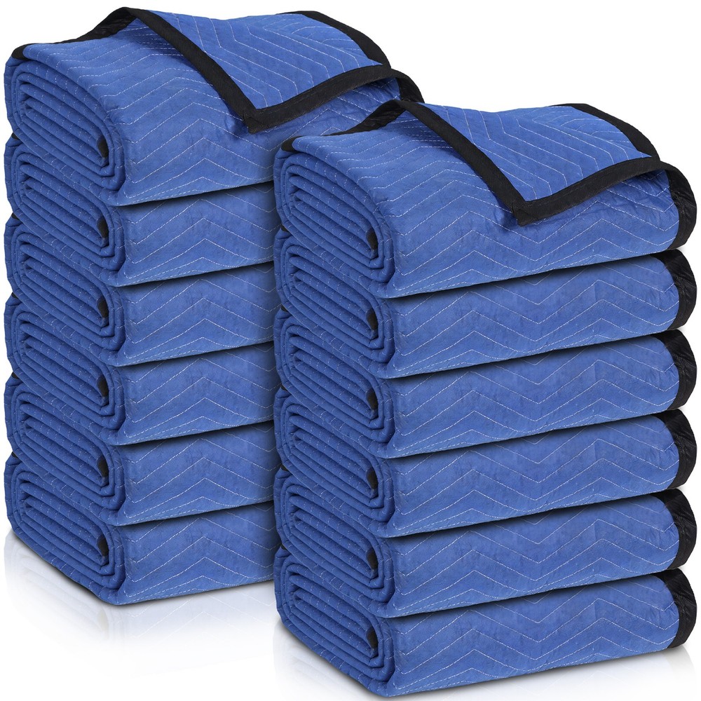 12 Heavy Duty Moving Packing Blankets Ultra Thick Pro 72″x80″ Furniture Pad Blue