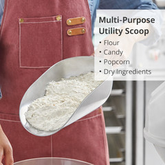 Choice 85 oz One-Piece Aluminum Utility Scoop Ice Scoop 16 1/2″ Handle