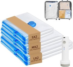 Vacuum Seal Bags with Portable Electric Pump, 6 Pack Vacuum Storage Bags for