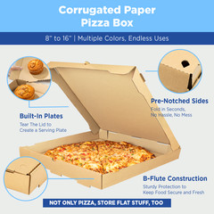 Karat Corrugated Pizza Box, 12”x12”x2”, Generic Print – 50 pcs, FP-PBF12WG