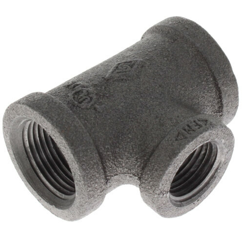 LOT OF (6) 3/4″ X 1/2″ BLACK MALLEABLE IRON PIPE THREADED REDUCER TEE FITTINGS