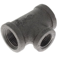 LOT OF (6) 3/4″ X 1/2″ BLACK MALLEABLE IRON PIPE THREADED REDUCER TEE FITTINGS