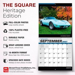 Corvette OFFICIAL | 2027 12×24″ (Hanging) Square Wall Calendar | Plastic-Free