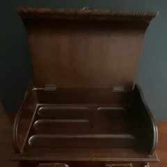 London Leather Wood Roll Top Desktop Organizer with Drawers