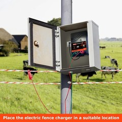 AC Powered Electric Fence Charger 50 Miles, 2 Joule Plug-in Energizer for Livest