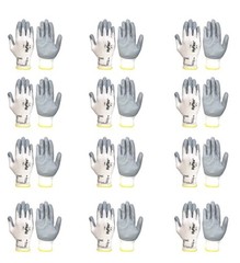 Ansell Hyflex Gloves Gray/White Pair Medium #8 Lot of 24