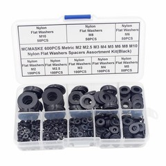 MCMASKE 600PCS Metric M2 M2.5 M3 M4 M5 M6 M8 M10 Nylon 20 millimeters, Black