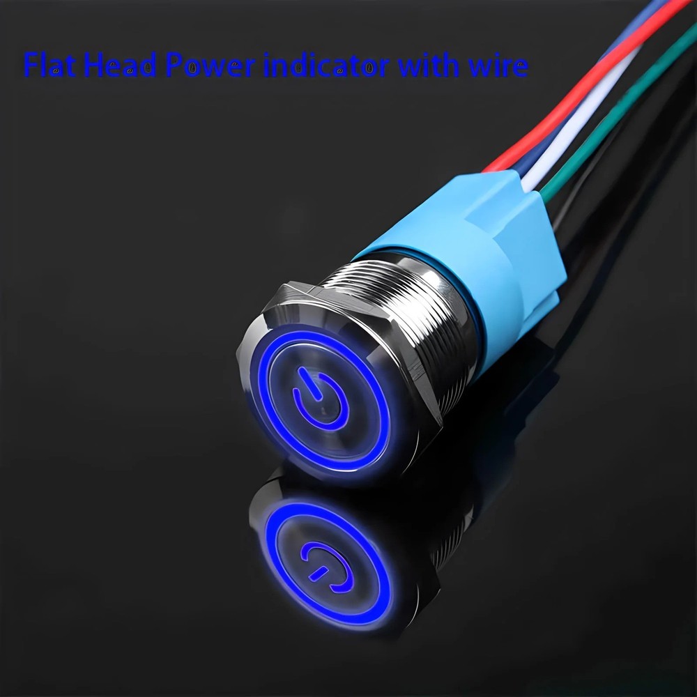 16mm 12V LED ON OFF Waterproof Stainless Steel Latching Push Button Power Switch