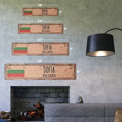 SOFIA BULGARIA Vintage Street Sign Bulgarian flag city country road wall rustic