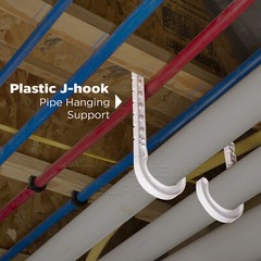 PEX Tubing J-Hook Hanger with Nails Isolates Pipe,Wire Plastic 10 Pack 1/2in-4in