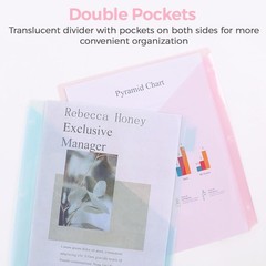 Pastel Binder Dividers with Tabs and Pockets – Soft Plastic Dividers for 3 Ring