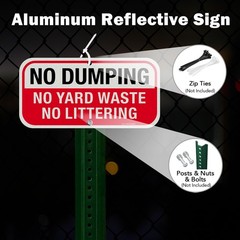 Rust Free No Dumping Sign 2 Pack Outdoor Yard Waste Littering Sign 12 x 6