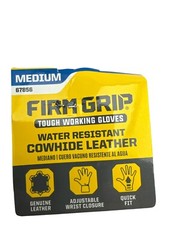 Cowhide Work Gloves Water Resistant Leather Medium Firm Grip 67856 New
