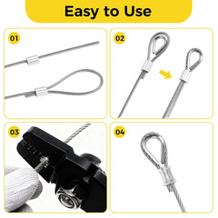 1/8 Inch Wire Rope, 120FT Stainless Steel Cable, 7X7 Strands Steel Wire Kit with