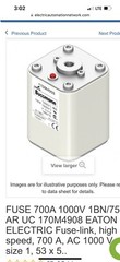 Bussman 170M4908 700A 1,000V 1BN/75 New In The Box