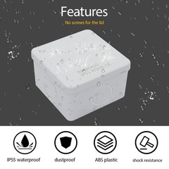 IP65 Water Resistant Dustproof ABS Plastic Electrical Junction Box 3.1×3.1×1.9