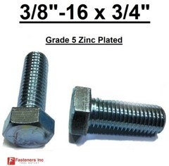 3/8-16 x 3/4″ (FT) Hex Bolt Zinc Plated Grade 5 Cap Screw Coarse Thread