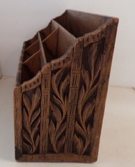Vintage Lerner Faux Wood Look Plastic Desk Organizer 70s Retro MCM 3 Tier 6 Slot
