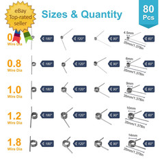 80PCS Torsion Spring Assortment Kit, 20 Sizes 60/90/120/180 Degree Stainless Ste