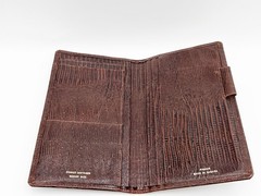 Vintage Day-Timer Senior Size Wallet Organizer Pig Skin Lizard Texture Brown MJD