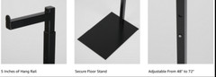 Single Costumer Clothing Display Stand Black Valet 72″ Garment Rack Adjustable