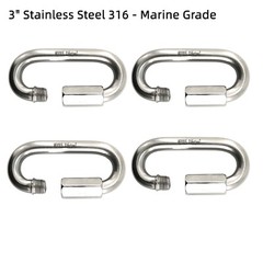 4PCS M8 5/16 Inch Quick Link Chain Connector Stainless Steel 316 Quick Links