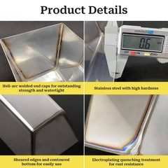 12 In. 3CR13 Stainless Steel Watertight Reinforced Mud Pan, Tapered Sides, Drywa