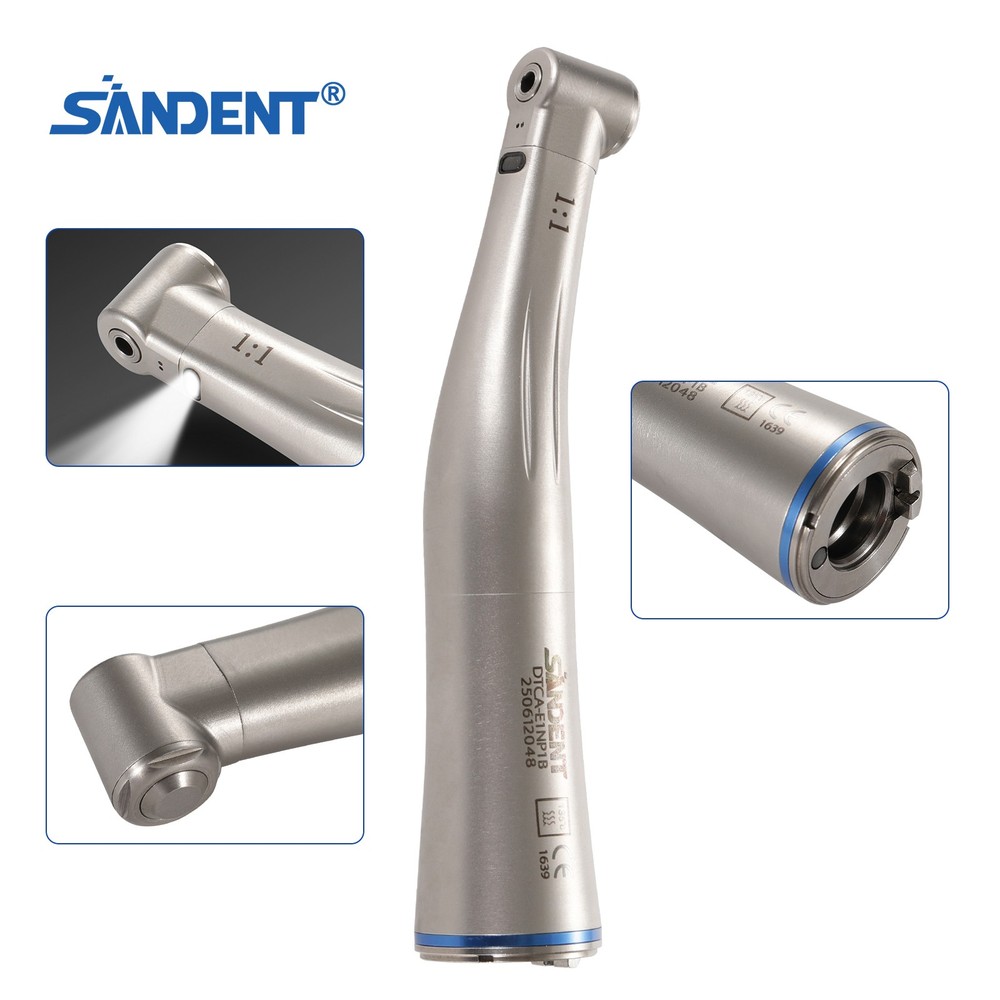 Dental 1:5 1:1 Red Contra Angle Low Speed Handpiece w/ Optic Fiber LED X95L/X25L