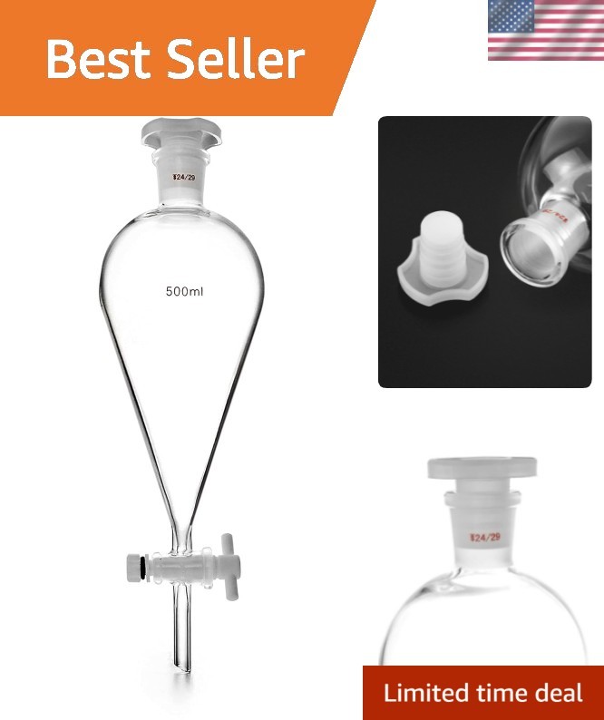 500ml Separating Funnel with 24/29 Joints and PTFE Plug