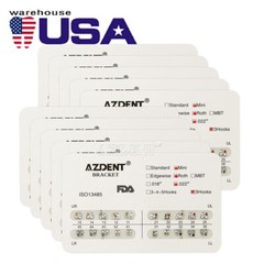 AZDENT 20Pc/Pack Dental Orthodontic Metal Brackets Mini Roth 022 Hooks 3 Braces