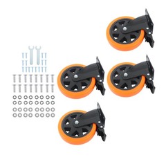 4 Pcs With Locking Brake Heavy Duty 6″ Swivel Caster Wheels No Noise Orange