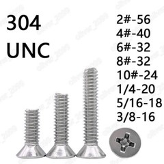 304 Stainless Steel Phillips Countersunk Flat Head Screws 2# 4# 6# 8# 10# 1/4