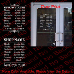 Custom Store Shop Name BUSINESS Open Hours Vinyl Window Decal Sign Door BS015