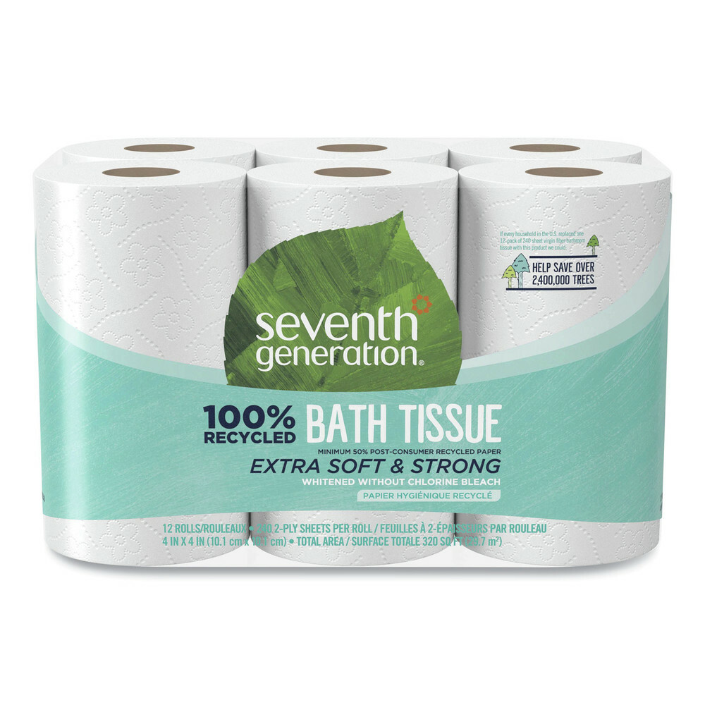 Seventh Generation 13733PK 100% Recycled Bathroom Tissue – White (12 RL/PK) New