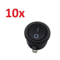 10x Circle Rocker Switches Round Small Mini ON/OFF AC 125V/250V Car/Truck DC 12V