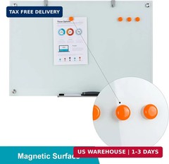 Glass Dry Erase Board, 36 x 24 Inches Magnetic Glass Whiteboard for Wall, 3′ x 2
