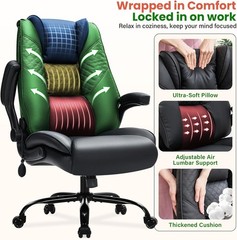 500lbs Big and Tall Office Chair with Inflatable Lumbar Support,
