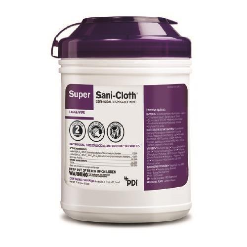 PDI Q55172 Super Sani-Cloth Surface Disinfectant Large Wipes 6″x6.75″ 160/Pk