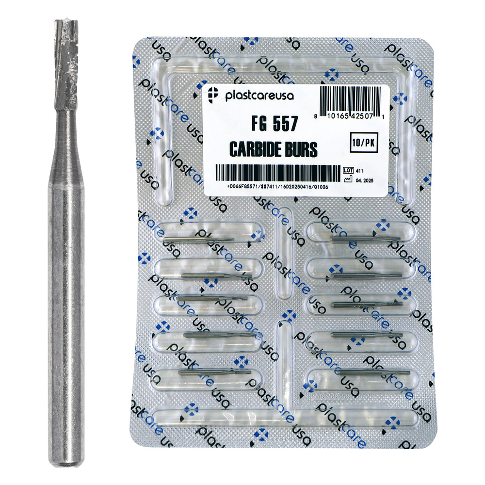10 FG 557 Carbide Dental Burs High Speed Handpiece Friction Grip Drill Bits