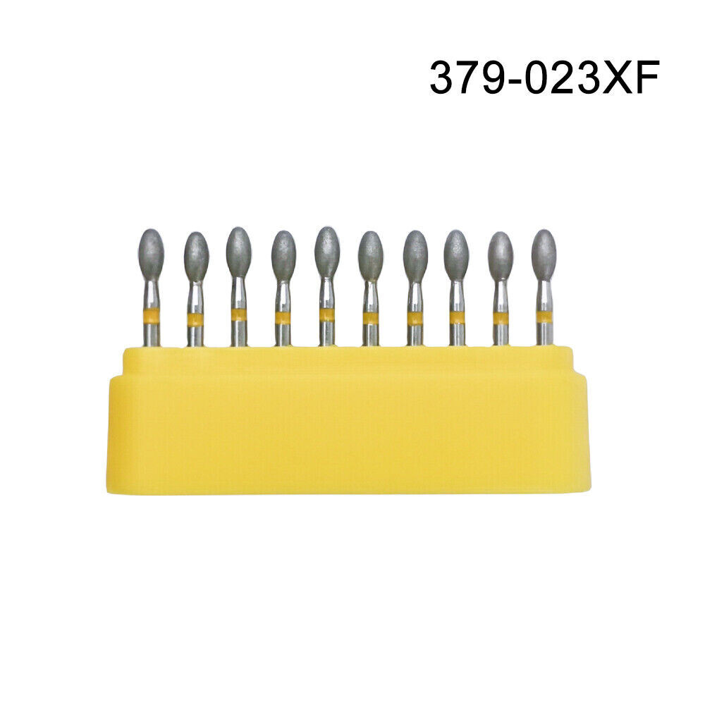 10Pcs Dental Diamond Burs Round Ball High Speed Drills 379/023XF Extra Fine Grit