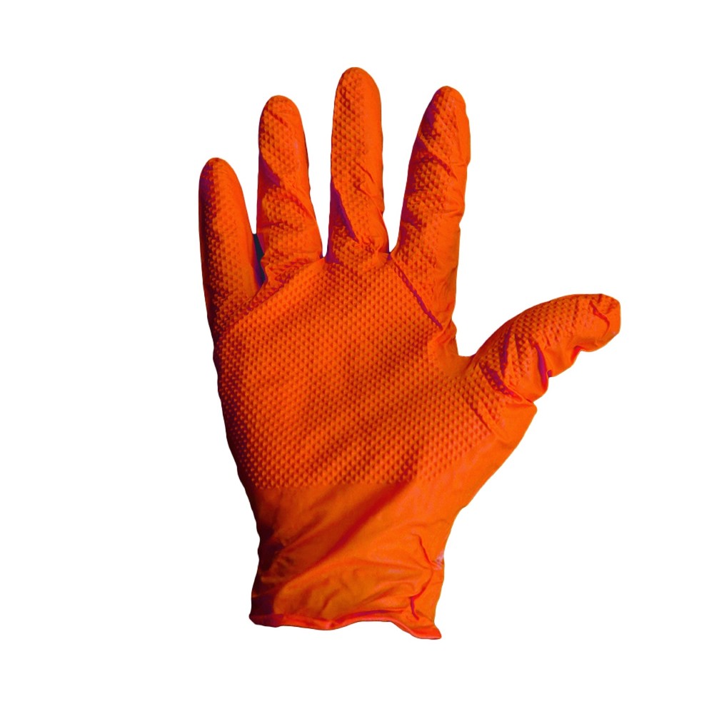 Wolverine Orange Nitrile Gloves, 8 Mil, Raised Diamond Texture 1000 Pcs X-Large