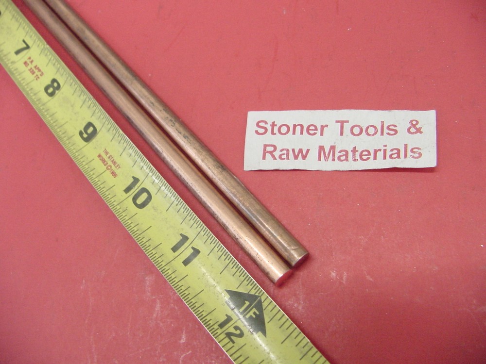 2 Pieces 1/4″ C110 COPPER ROUND ROD 12″ long H04 .250″ CU New Lathe Bar Stock