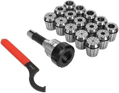15Pc ER40 Precision Collet Set W/ R8 Bridgeport Shank Holder & Wrench-USA STOCK